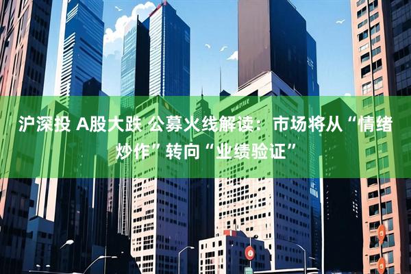 沪深投 A股大跌 公募火线解读：市场将从“情绪炒作”转向“业绩验证”